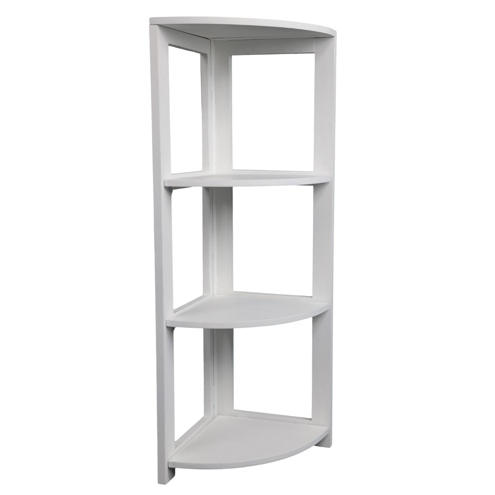 Liora 41 in. H Rustic Handcrafted Acacia Wood 4-Tier Indoor/Outdoor Folding Corner Storage Rack