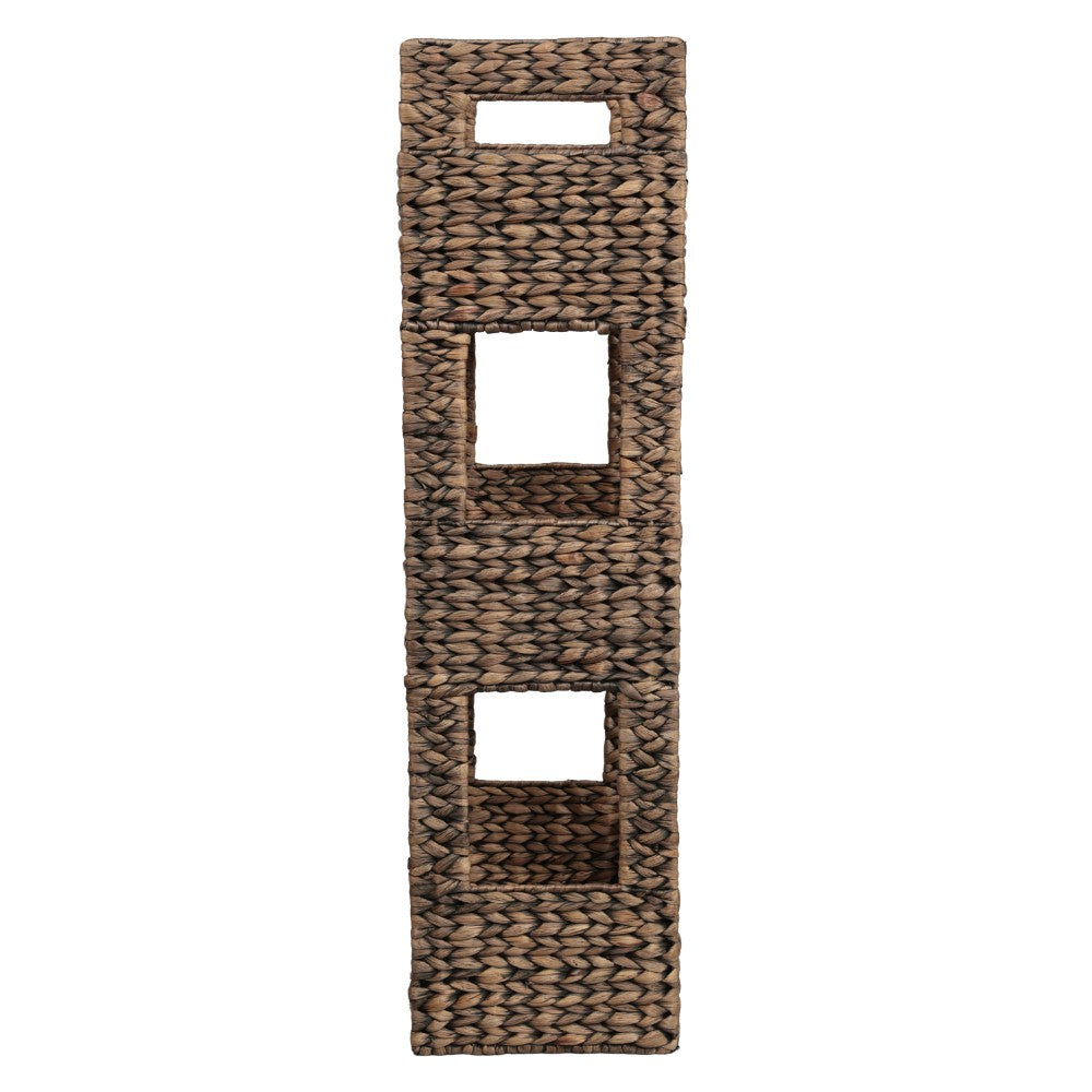 Olvara 35.5 in. H Coastal Handwoven Water Hyacinth 3-Tier Freestanding Storage Tower with Metal Frame and Handles