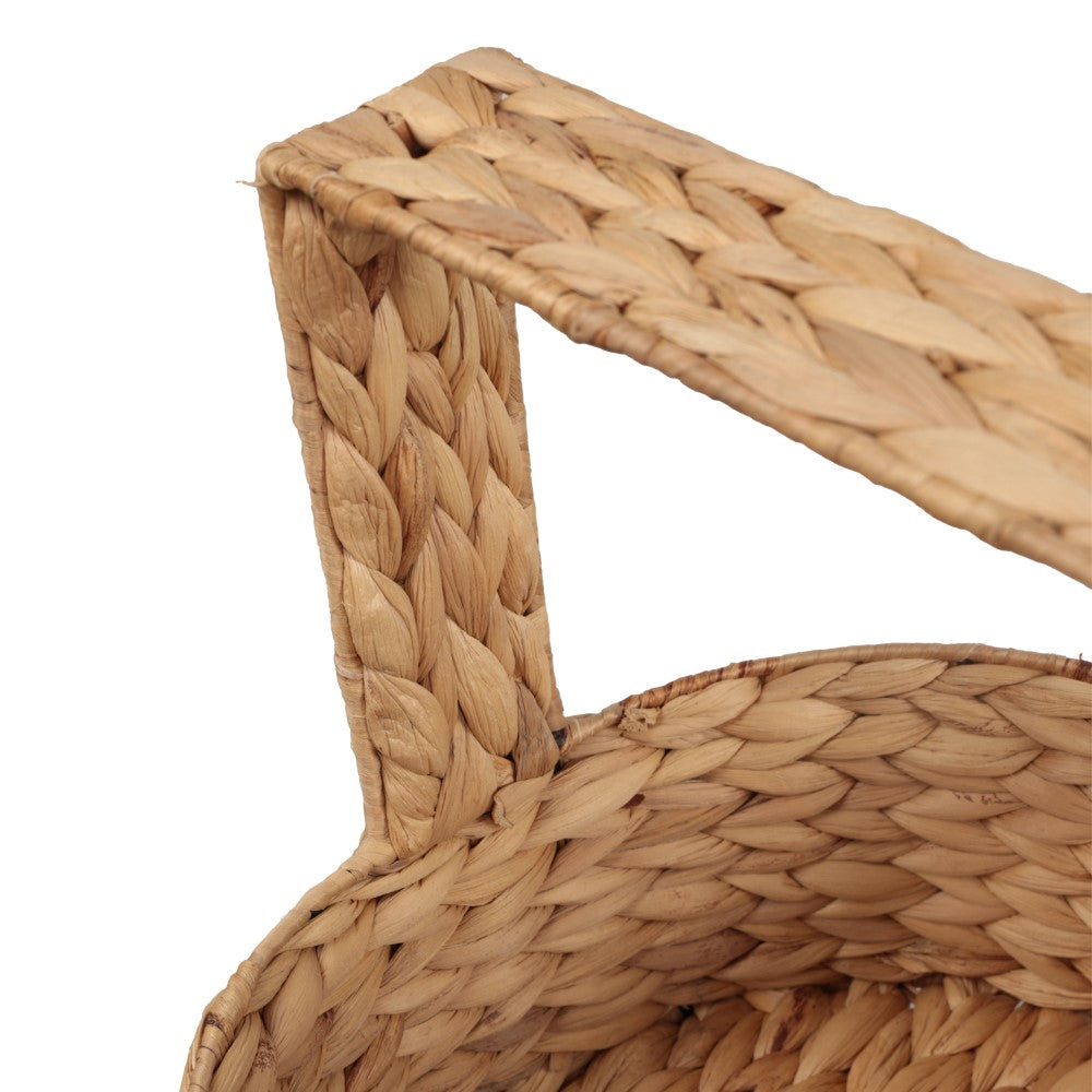 Havenor 35.5 in. H Coastal Handwoven Water Hyacinth 3-Tier Round Basket Freestanding Storage Tower Stand with Top Handle