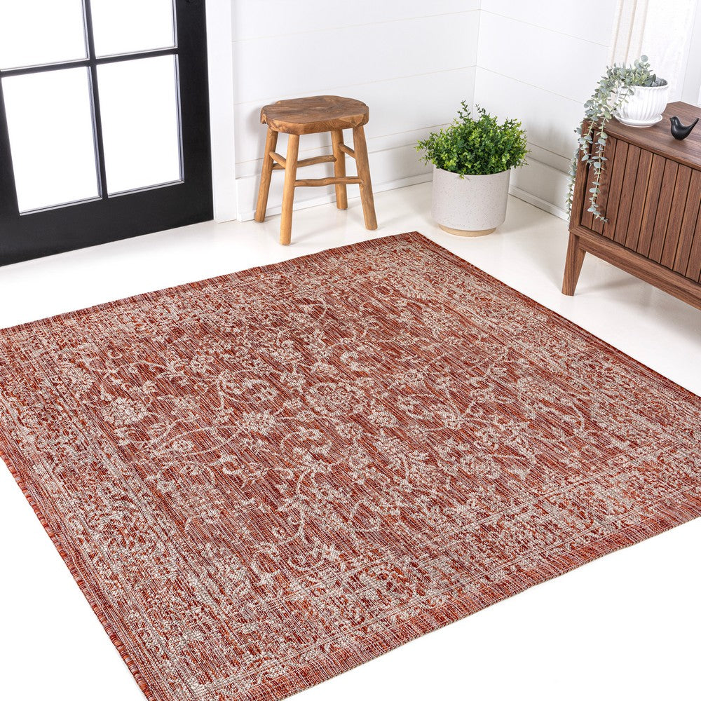 Hart Bohemian Textured Weave Floral Indoor/outdoor Square Rug