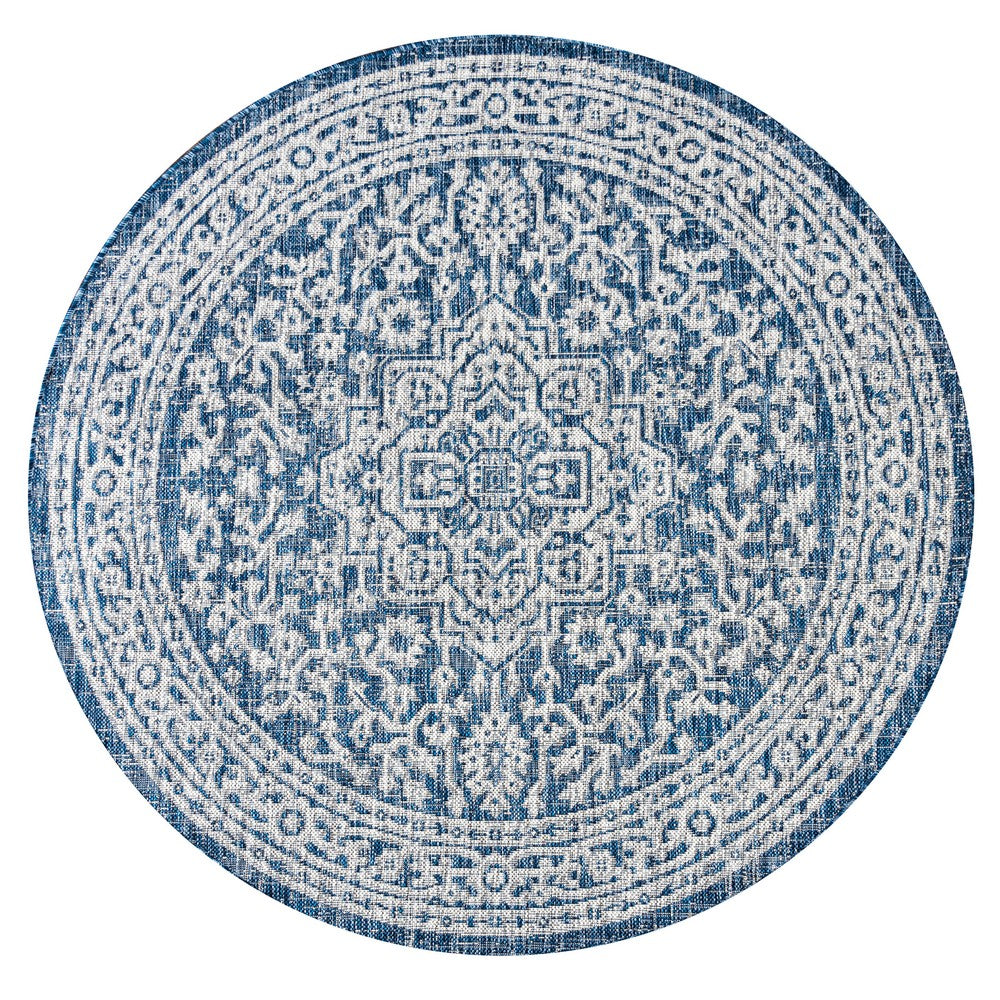 Luke Medallion Textured Weave Indoor/outdoor Round Rug