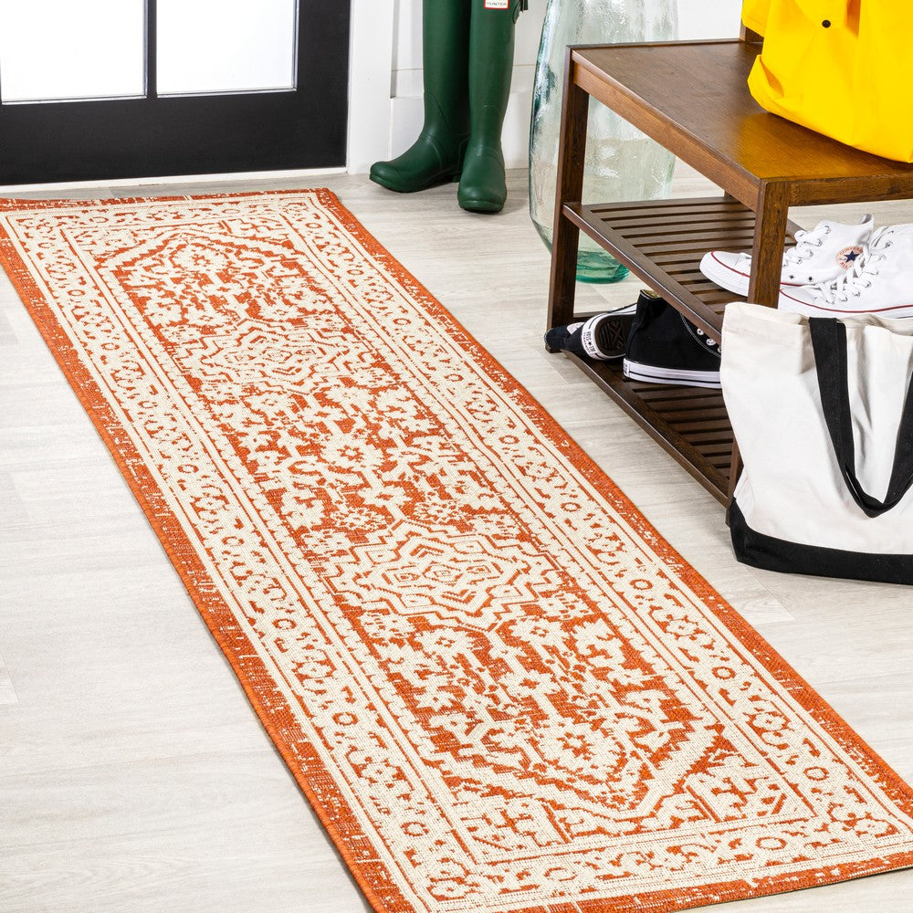 Luke Medallion Textured Weave Indoor/outdoor Runner Rug