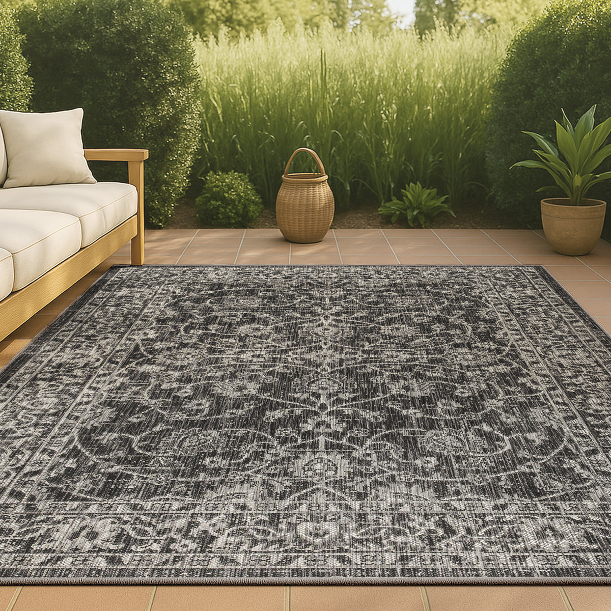 Huon Palazzo Vine and Border Indoor/Outdoor Area Rug