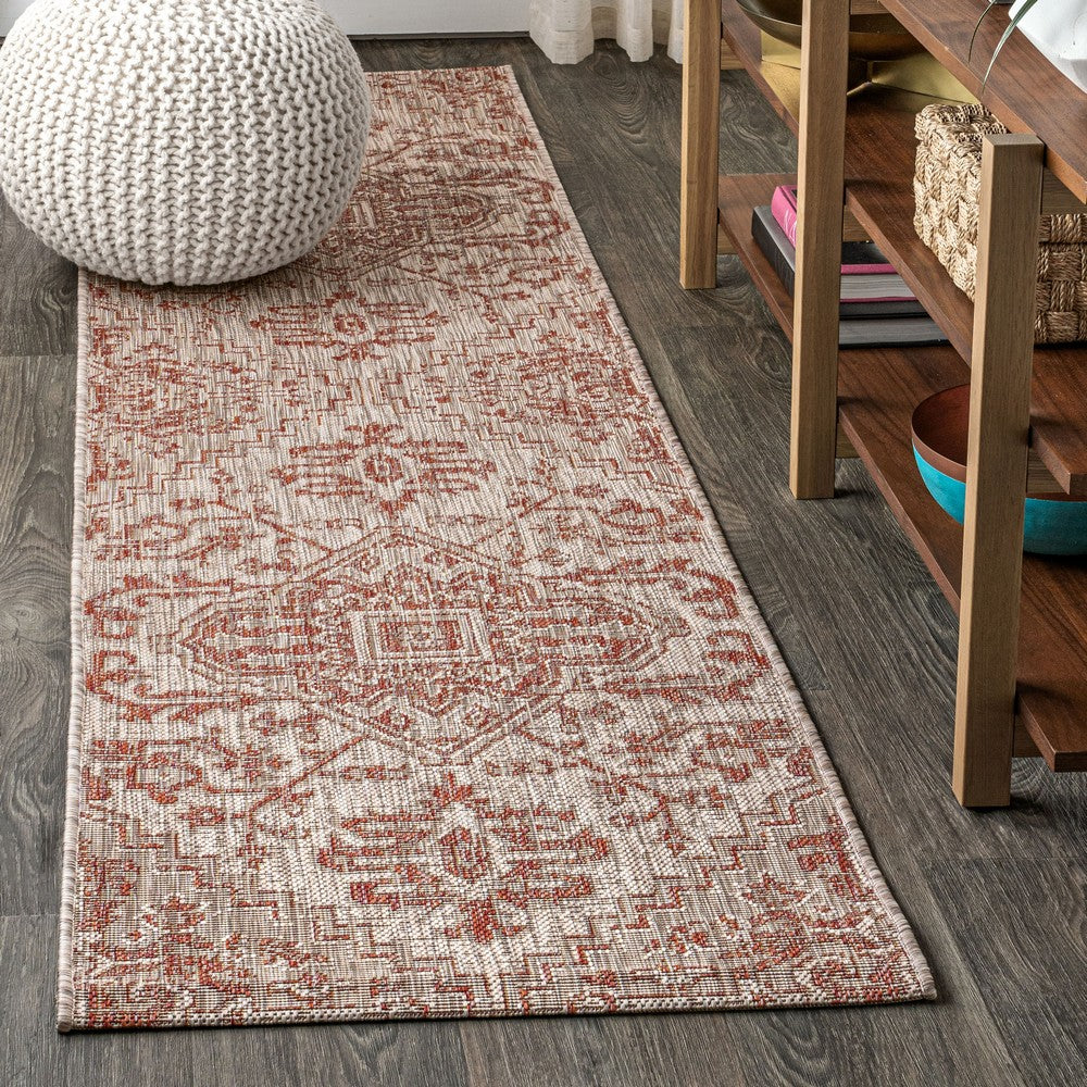 Cascade Bohemian Medallion Textured Weave Indoor/outdoor Runner Rug