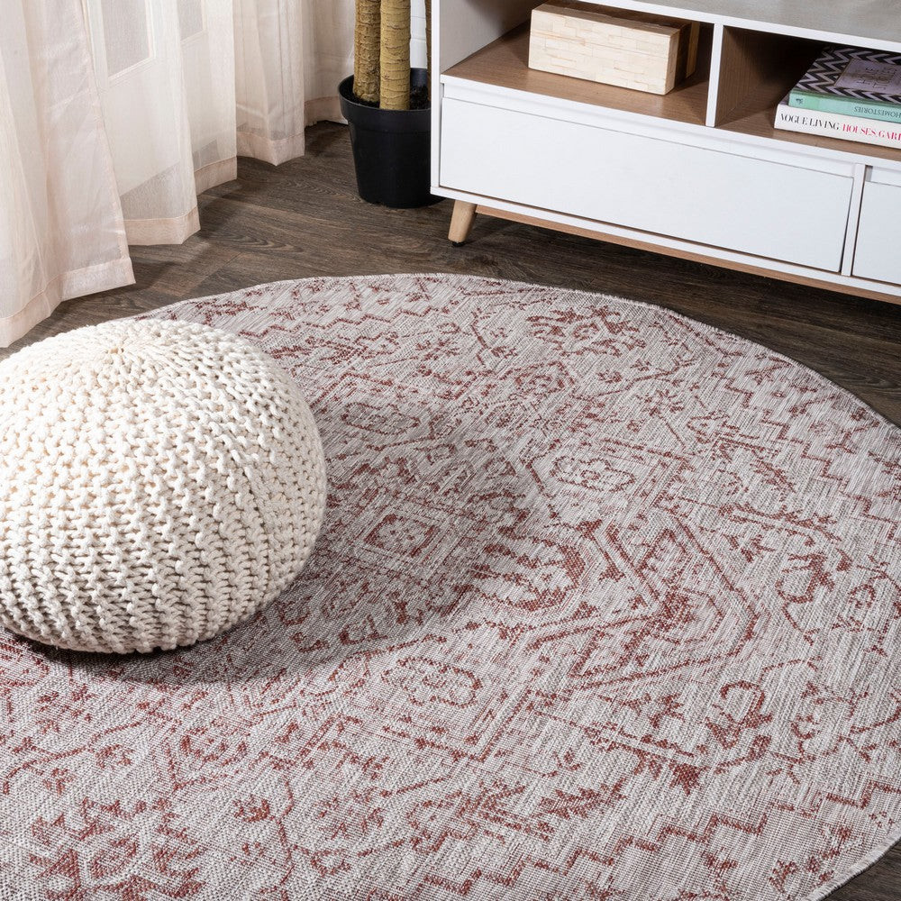 Cascade Bohemian Medallion Textured Weave Indoor/outdoor Round Rug