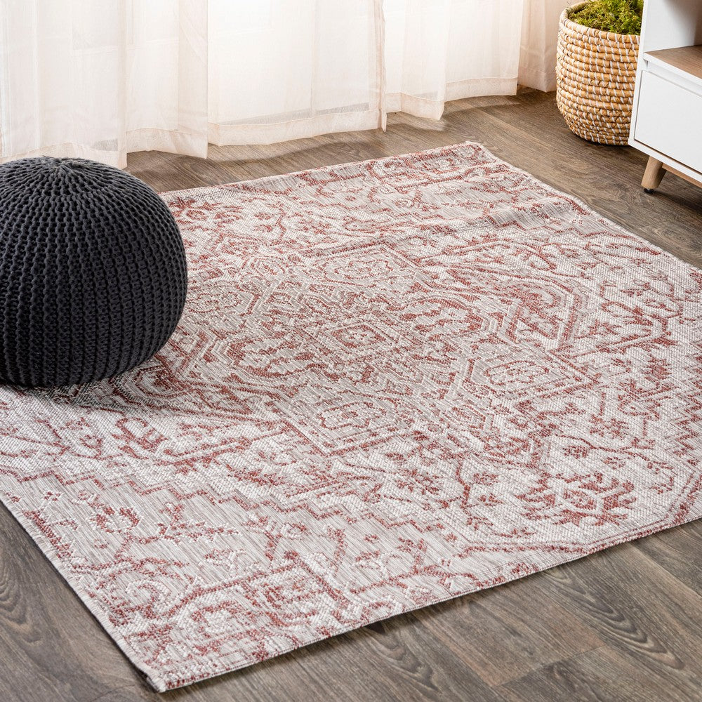 Cascade Bohemian Medallion Textured Weave Indoor/outdoor Square Rug