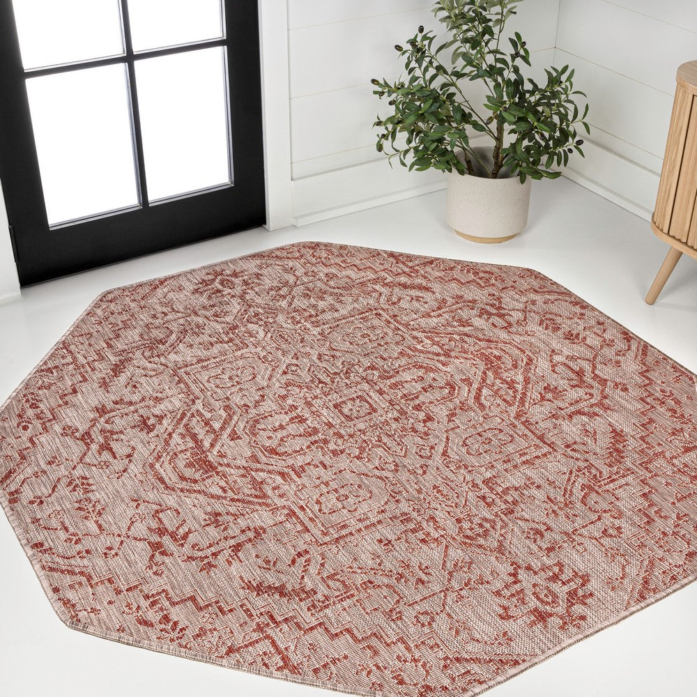 Cascade Bohemian Medallion Textured Weave Indoor/outdoor Octagon Rug