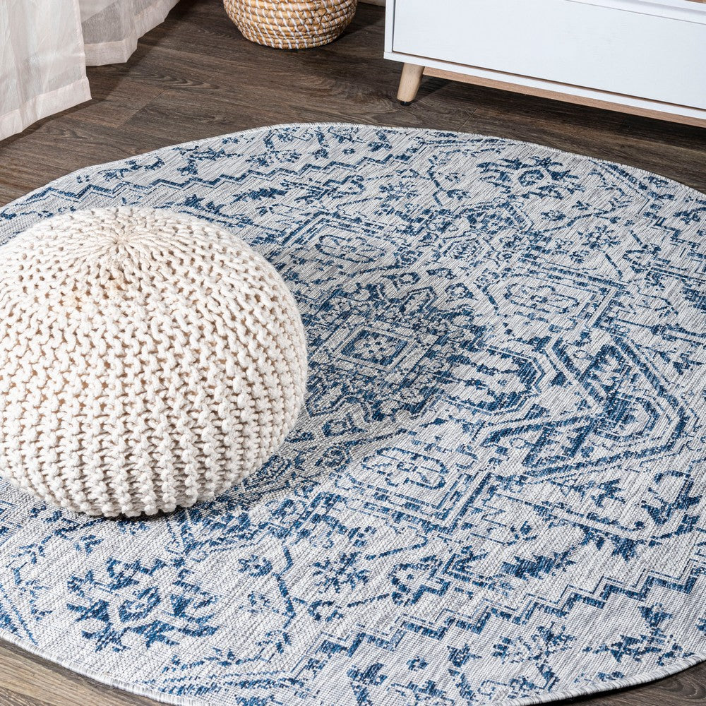 Cascade Bohemian Medallion Textured Weave Indoor/outdoor Round Rug