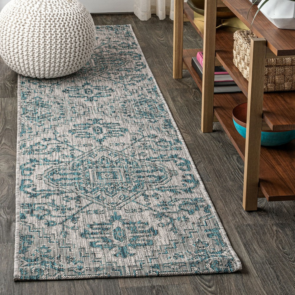 Cascade Bohemian Medallion Textured Weave Indoor/outdoor Runner Rug