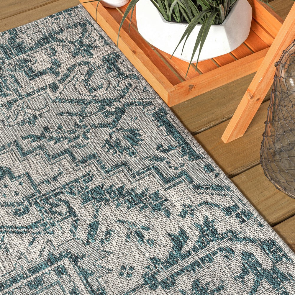 Cascade Bohemian Medallion Textured Weave Indoor/outdoor Runner Rug