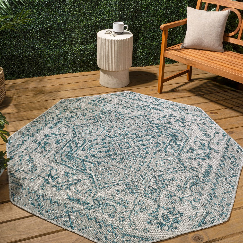 Cascade Bohemian Medallion Textured Weave Indoor/outdoor Octagon Rug