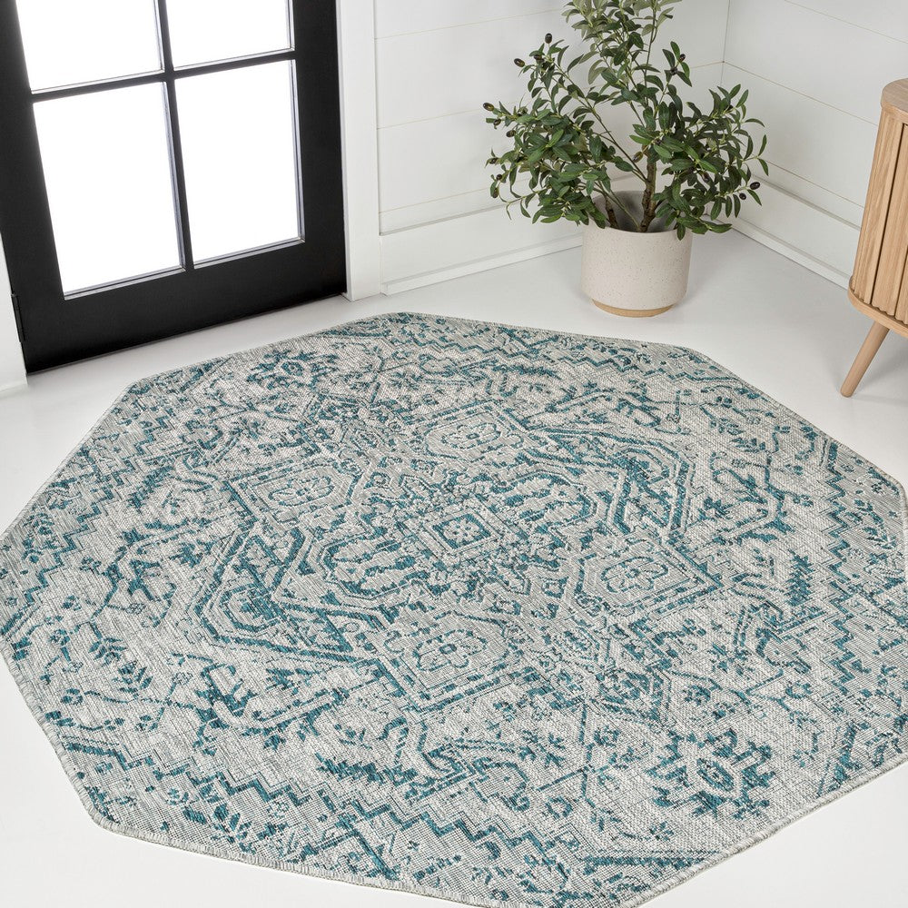 Cascade Bohemian Medallion Textured Weave Indoor/outdoor Octagon Rug