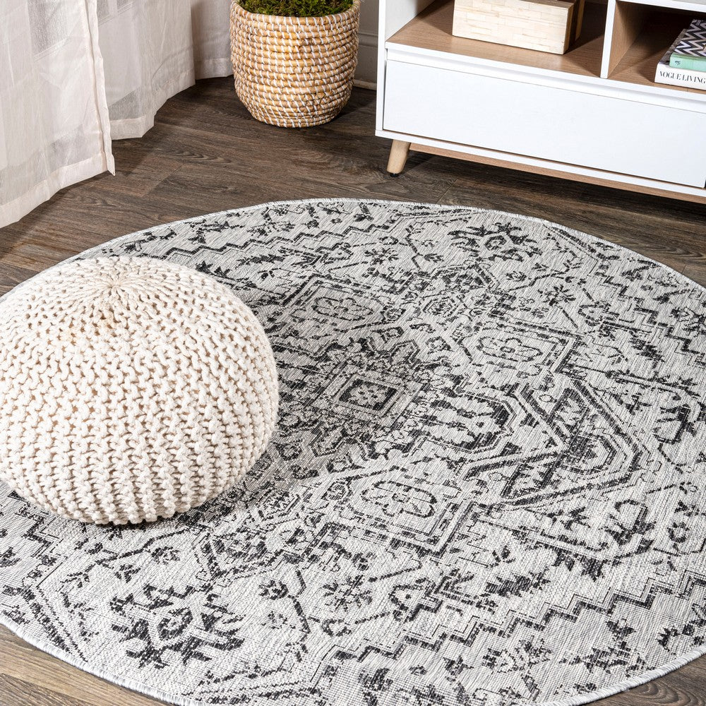 Cascade Bohemian Medallion Textured Weave Indoor/outdoor Round Rug