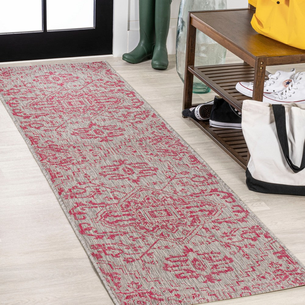Cascade Bohemian Medallion Textured Weave Indoor/outdoor Runner Rug