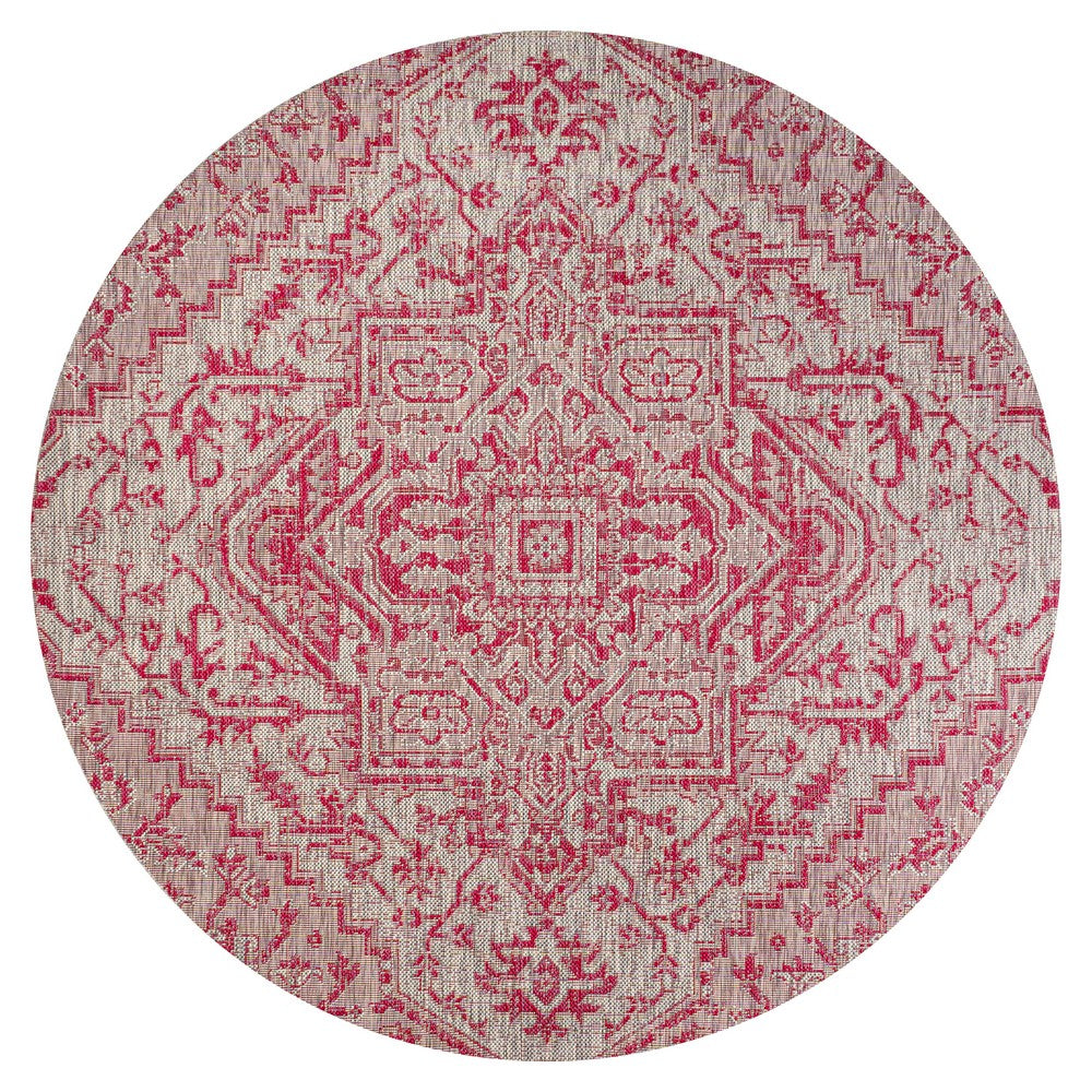 Cascade Bohemian Medallion Textured Weave Indoor/outdoor Round Rug