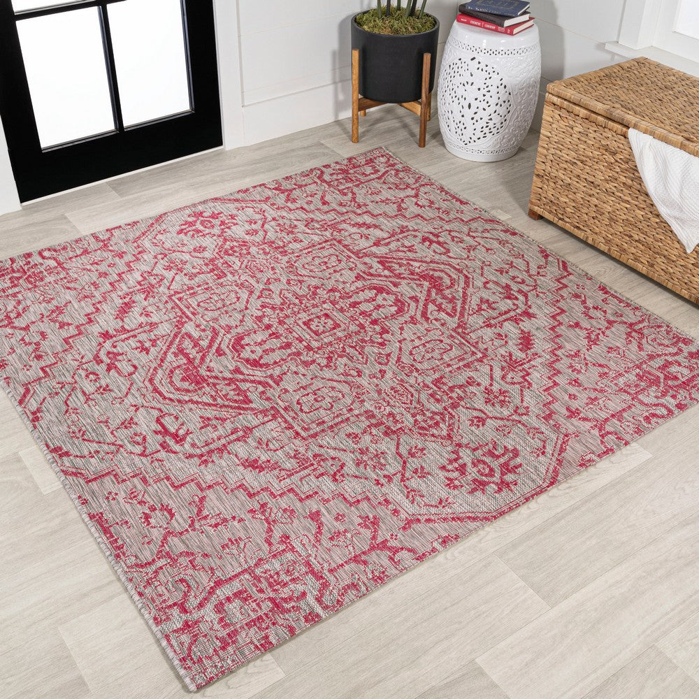 Cascade Bohemian Medallion Textured Weave Indoor/outdoor Square Rug