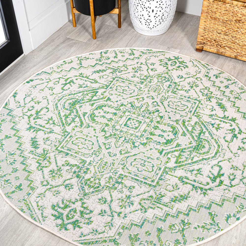 Cascade Bohemian Medallion Textured Weave Indoor/outdoor Round Rug