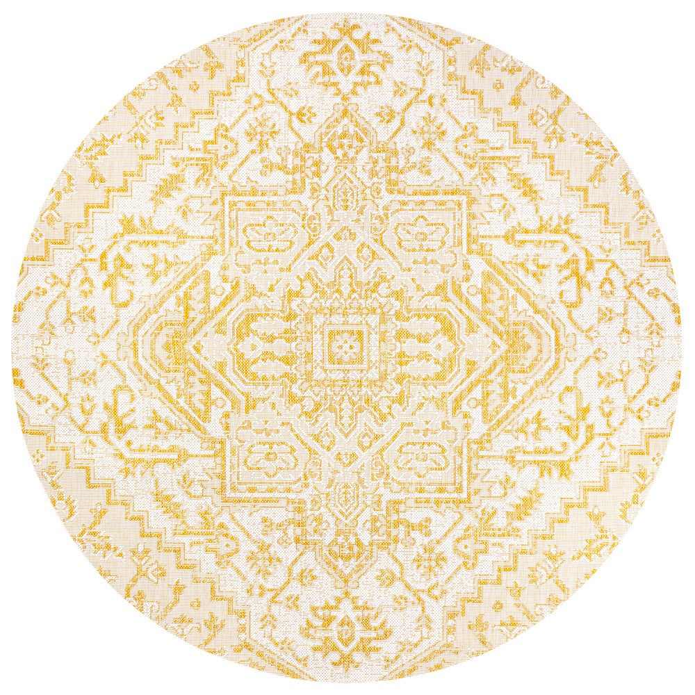 Cascade Bohemian Medallion Textured Weave Indoor/outdoor Round Rug