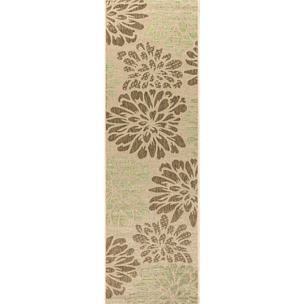 Garcia Modern Floral Textured Weave Indoor/outdoor Runner Rug