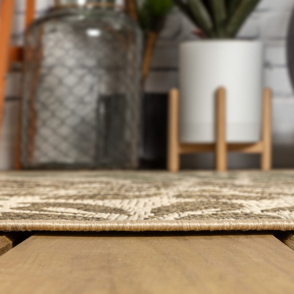 Garcia Modern Floral Textured Weave Indoor/outdoor Octagon Rug
