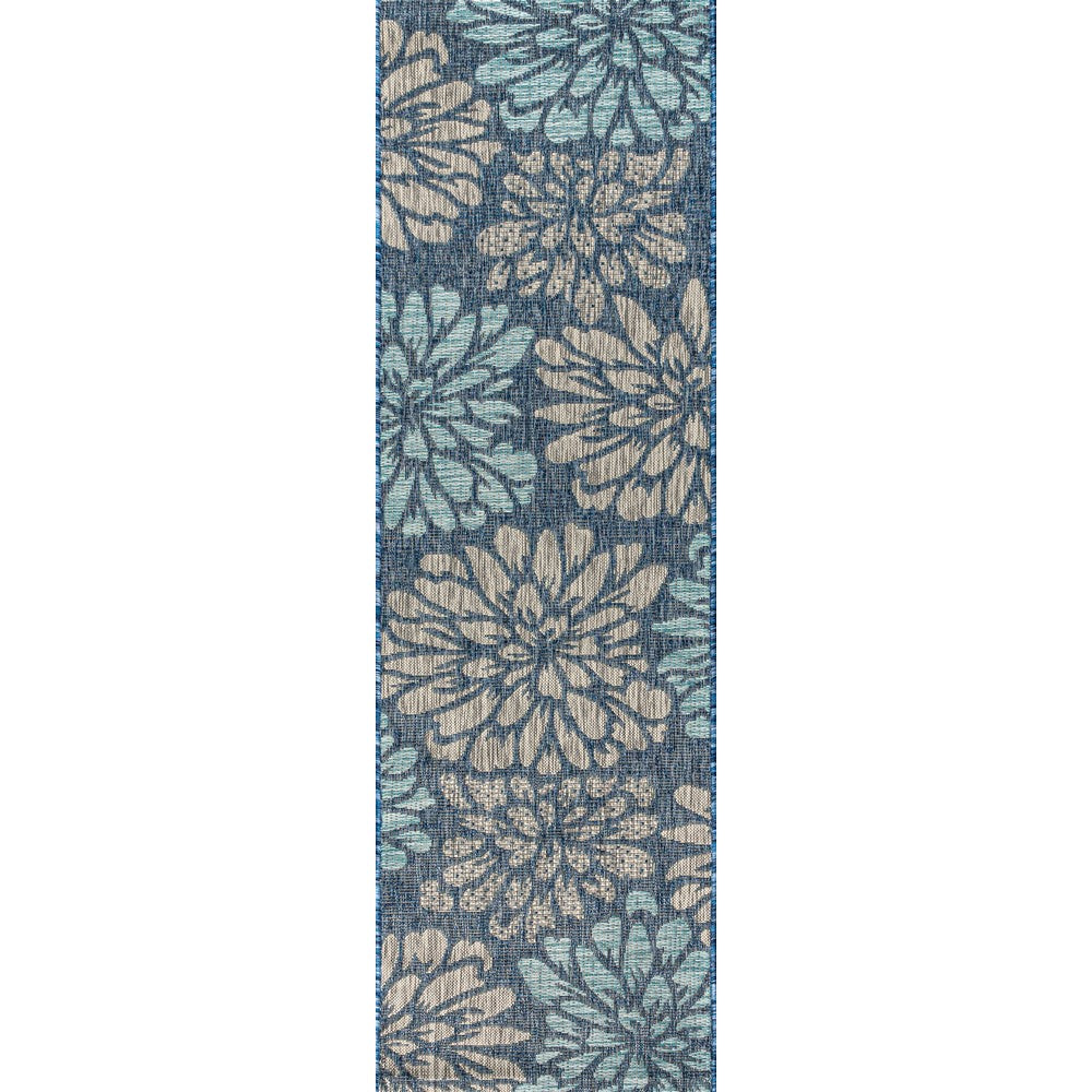 Garcia Modern Floral Textured Weave Indoor/outdoor Runner Rug
