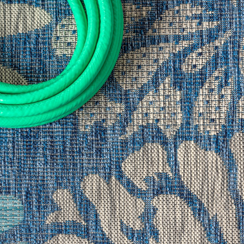 Garcia Modern Floral Textured Weave Indoor/outdoor Octagon Rug