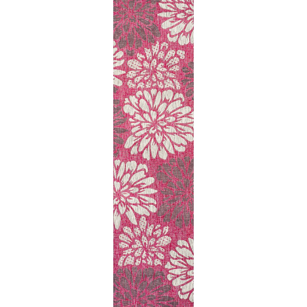 Garcia Modern Floral Textured Weave Indoor/outdoor Runner Rug