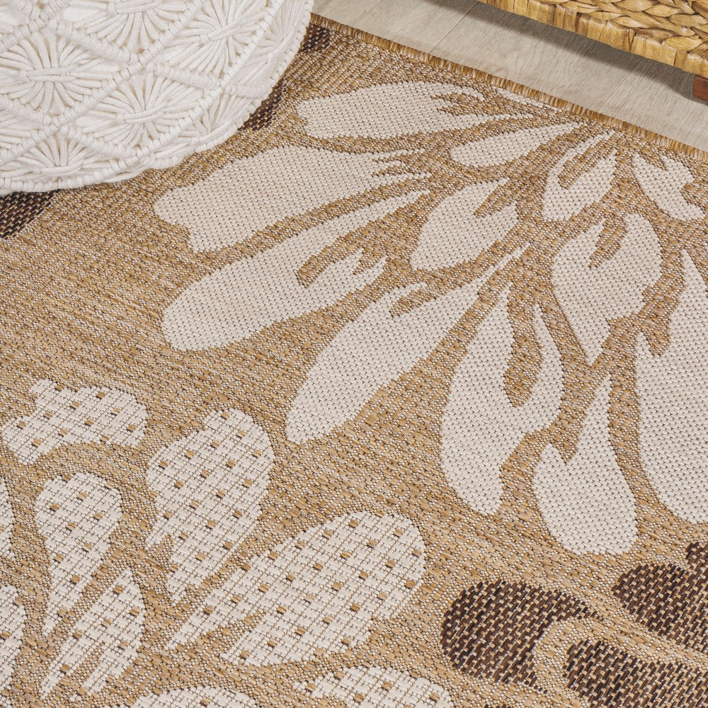 Garcia Modern Floral Textured Weave Indoor/outdoor Octagon Rug