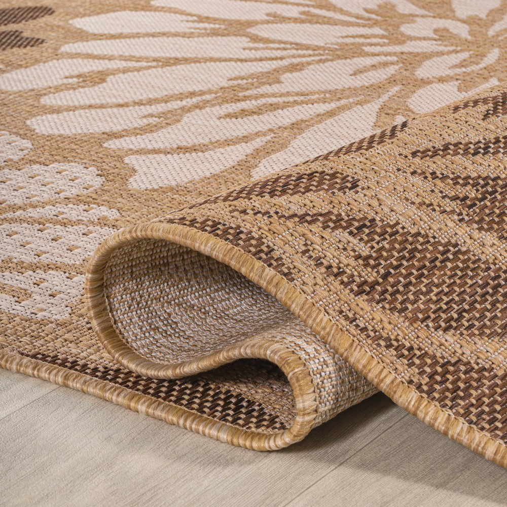 Garcia Modern Floral Textured Weave Indoor/outdoor Octagon Rug