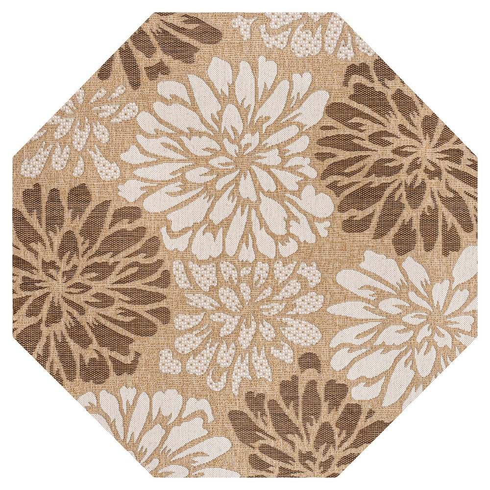 Garcia Modern Floral Textured Weave Indoor/outdoor Octagon Rug