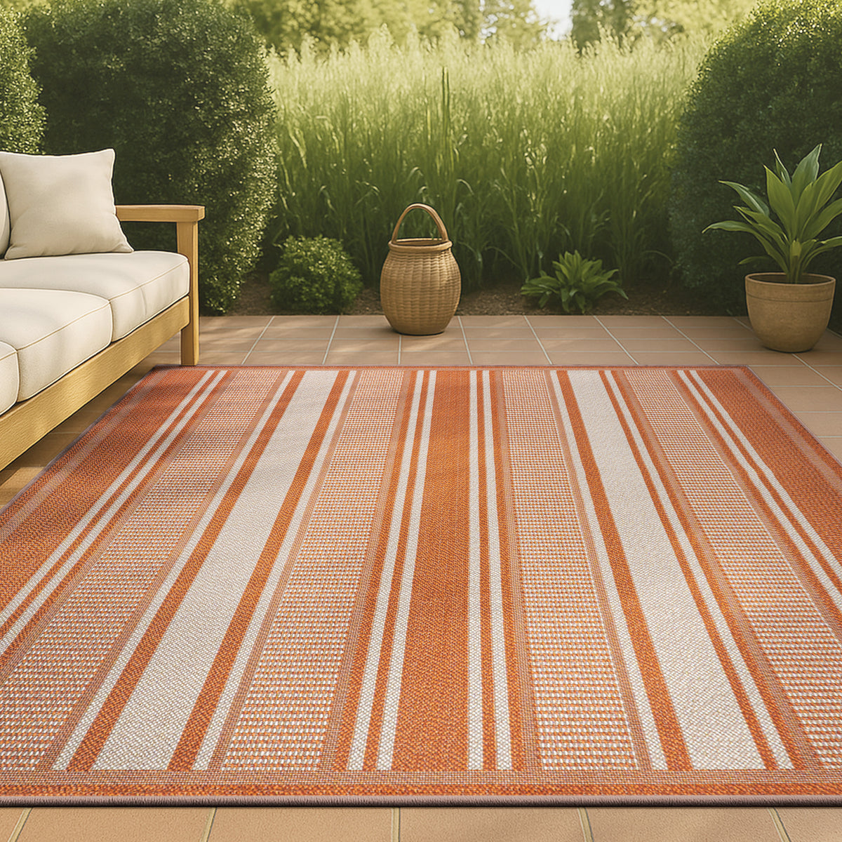 Gibson Modern Double Stripe Indoor/outdoor Area Rug