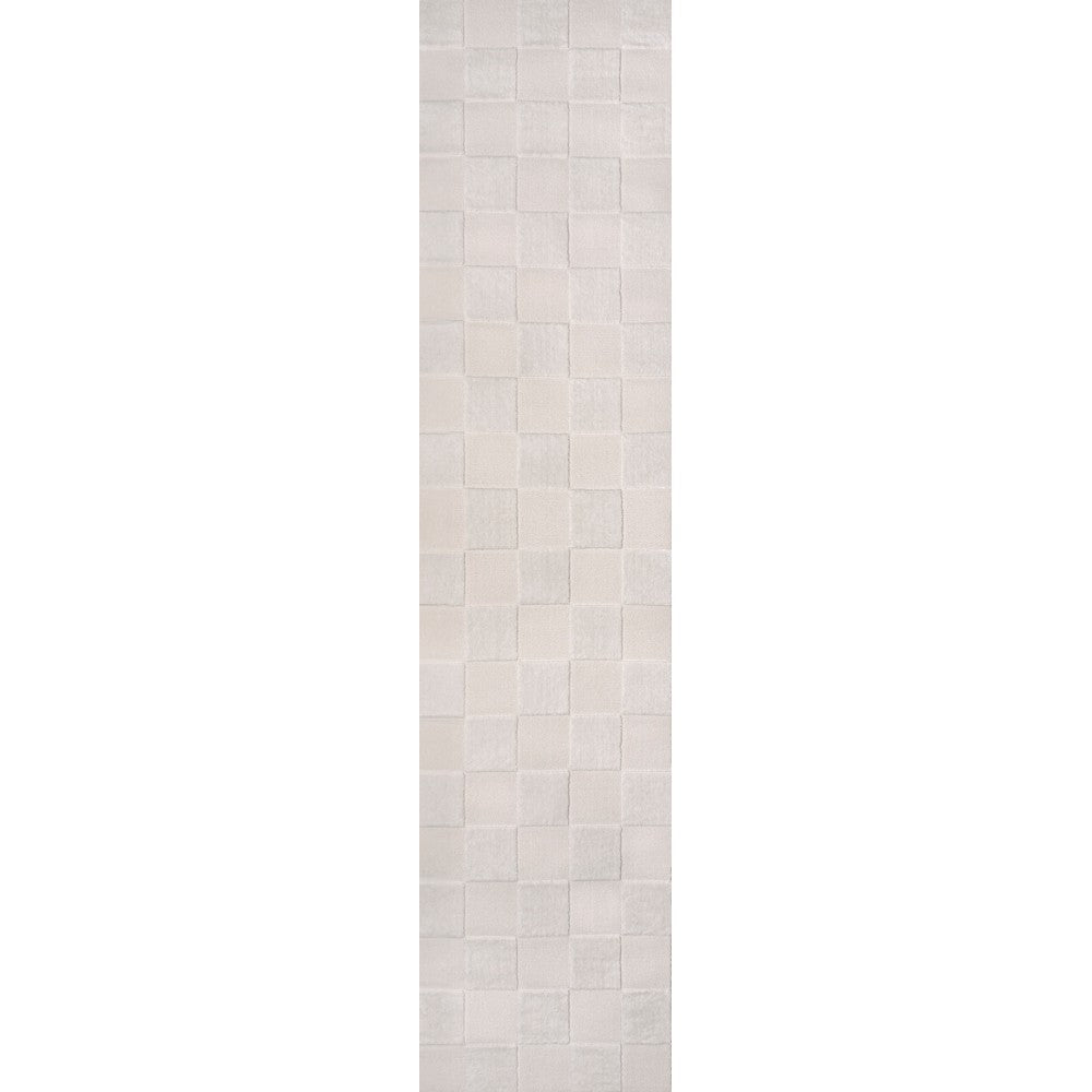 Hand Modern Geometric Checkerboard High-Low Area Rug