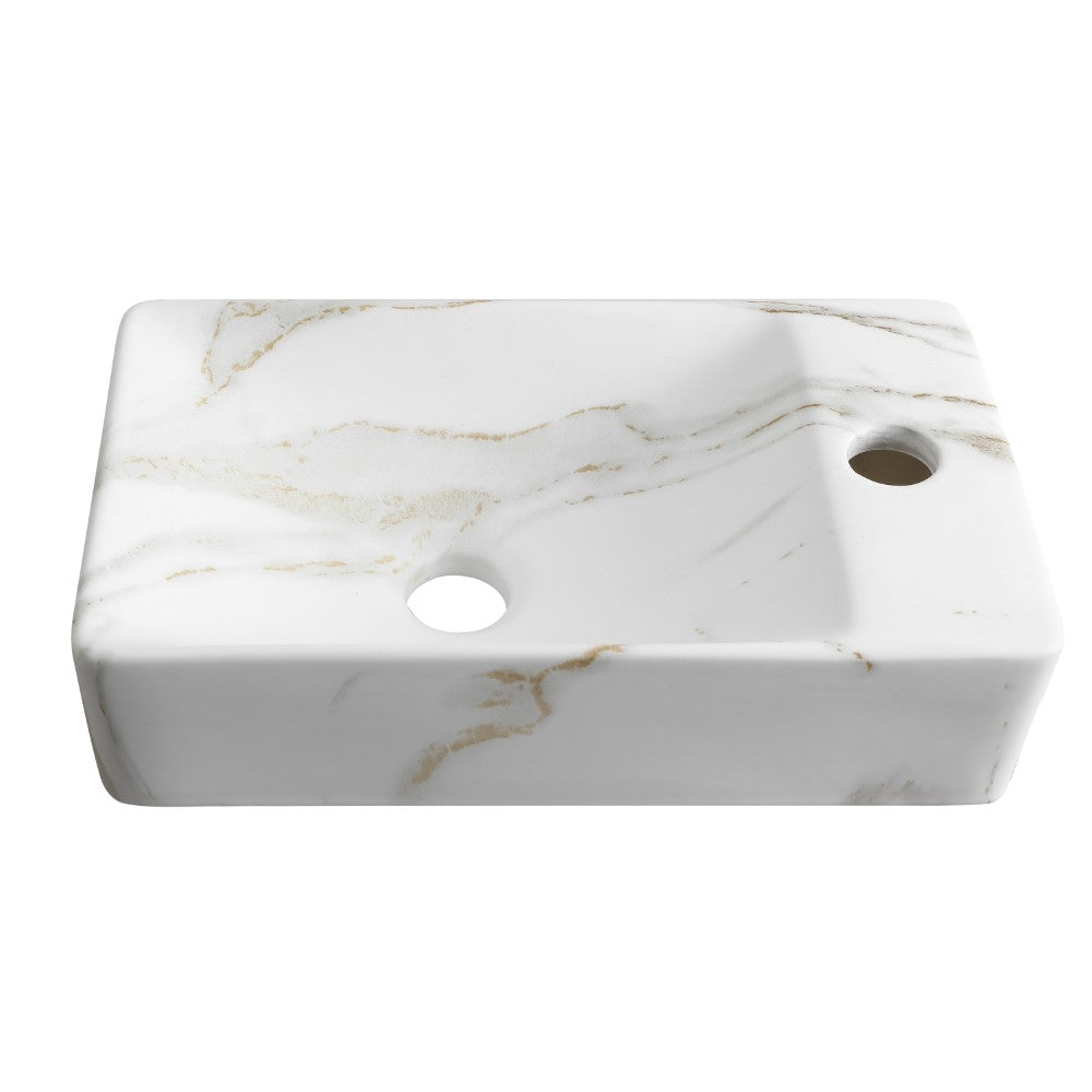Aurora 15 in. W x 8 in. D Modern Wall Mounted Rectangular Ceramic Mini Sink