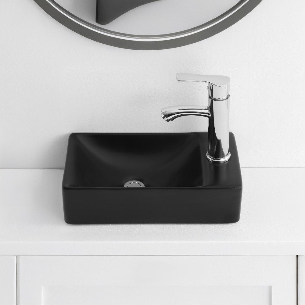 Aurora 15 in. W x 8 in. D Modern Wall Mounted Rectangular Ceramic Mini Sink