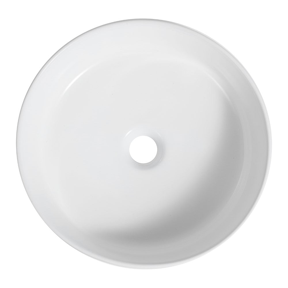 Savo 14.75 in. W x 14.75 in. D Modern Designer Round Fluted Ceramic Bathroom Vessel Sink