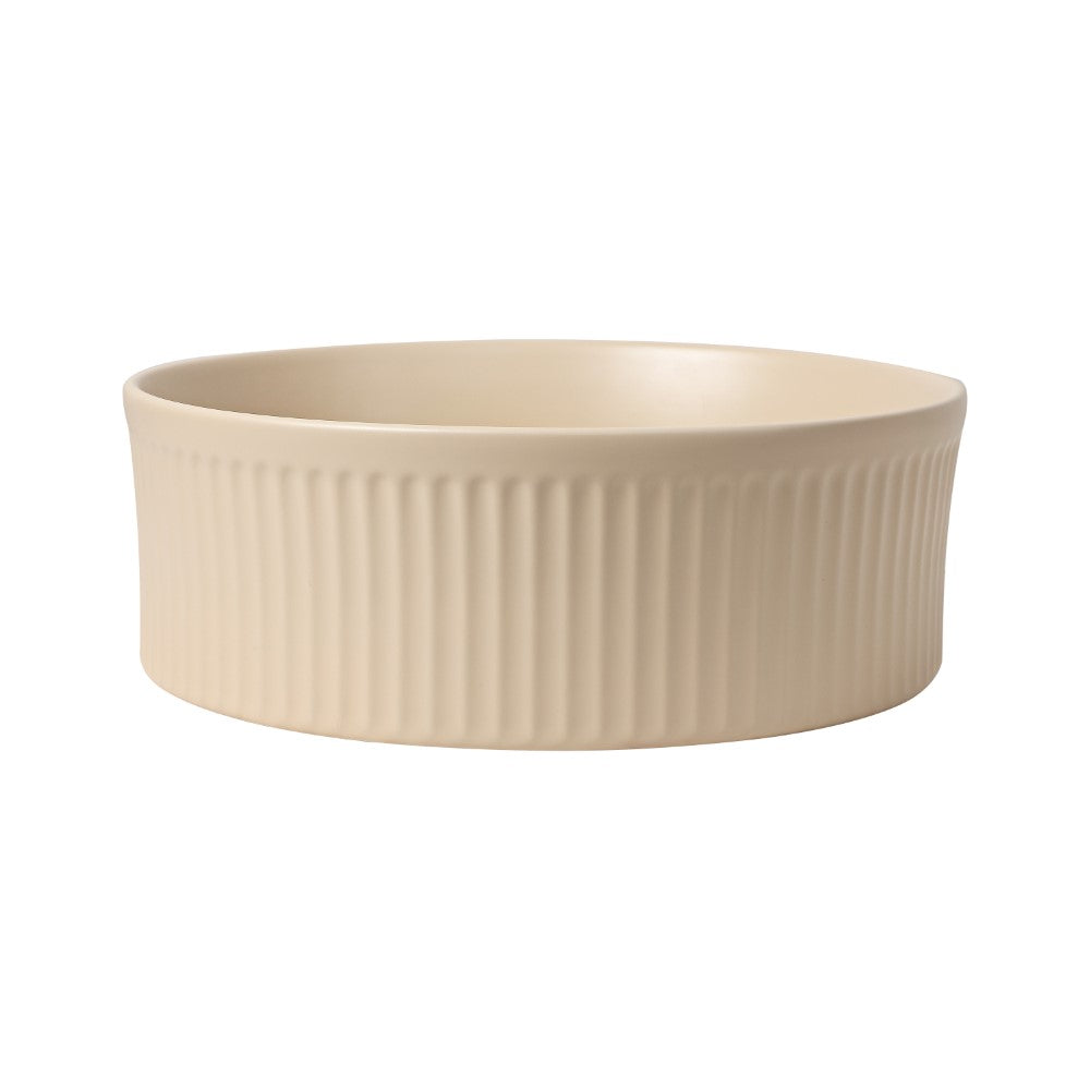 Savo 14.75 in. W x 14.75 in. D Modern Designer Round Fluted Ceramic Bathroom Vessel Sink