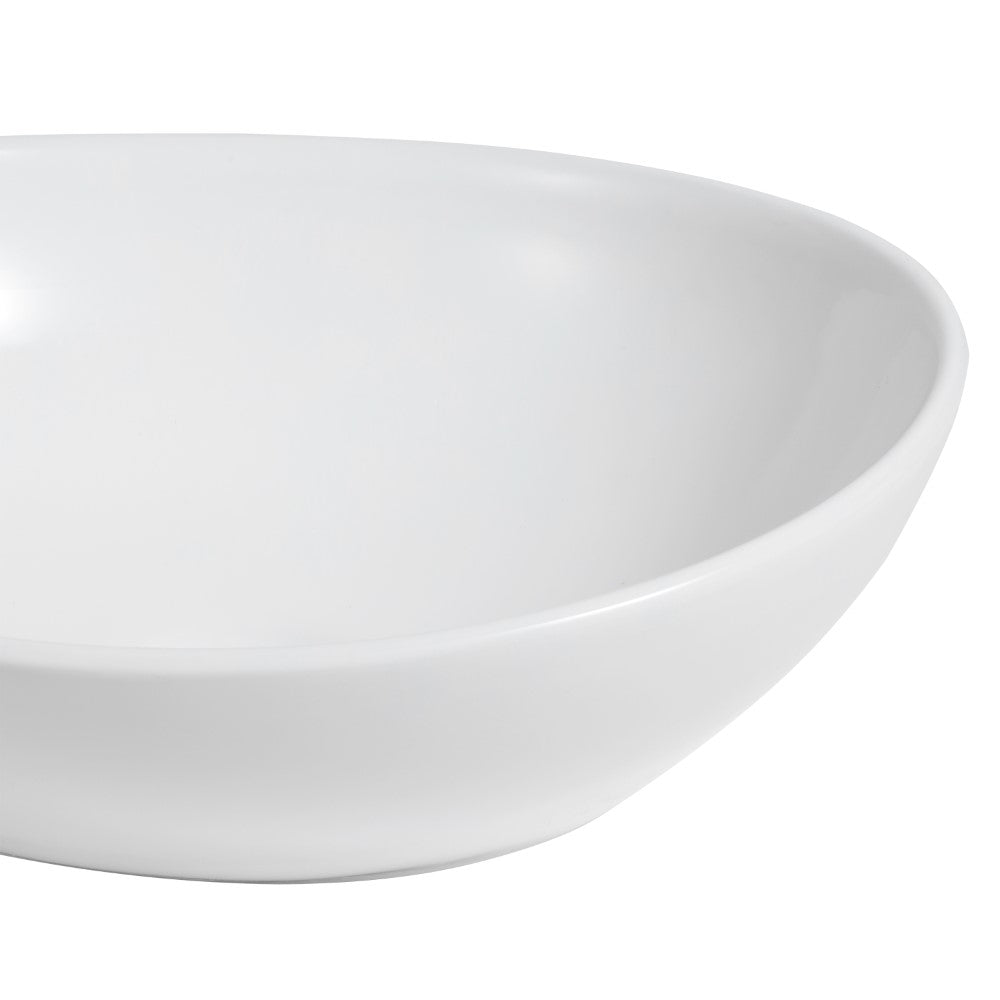 Zenu 16 in. W x 13.5 in. D Modern Minimalist Oval Ceramic Bathroom Vessel Sink