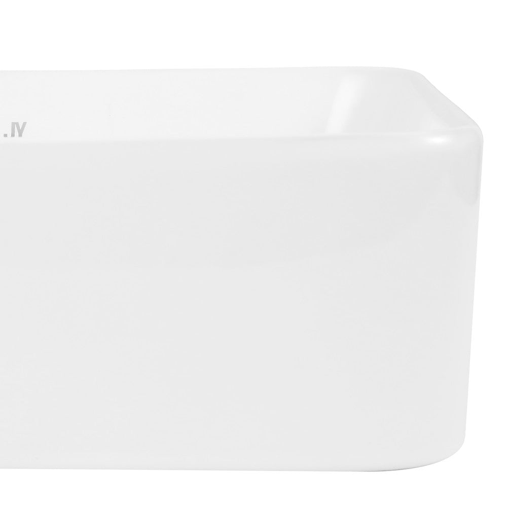 Settee 16 in. W x 12 in. D Modern Rectangular High-Gloss Ceramic Above Counter Vessel Bathroom Vanity Sink Basin