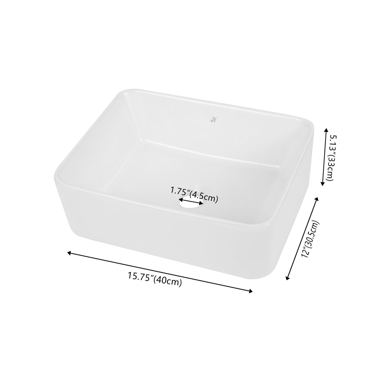 Settee 16 in. W x 12 in. D Modern Rectangular High-Gloss Ceramic Above Counter Vessel Bathroom Vanity Sink Basin