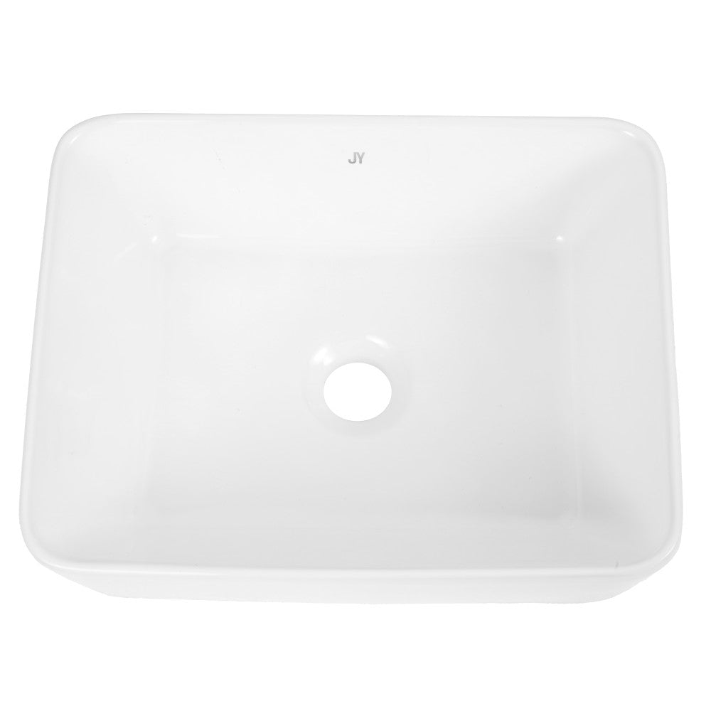 Settee 16 in. W x 12 in. D Modern Rectangular High-Gloss Ceramic Above Counter Vessel Bathroom Vanity Sink Basin