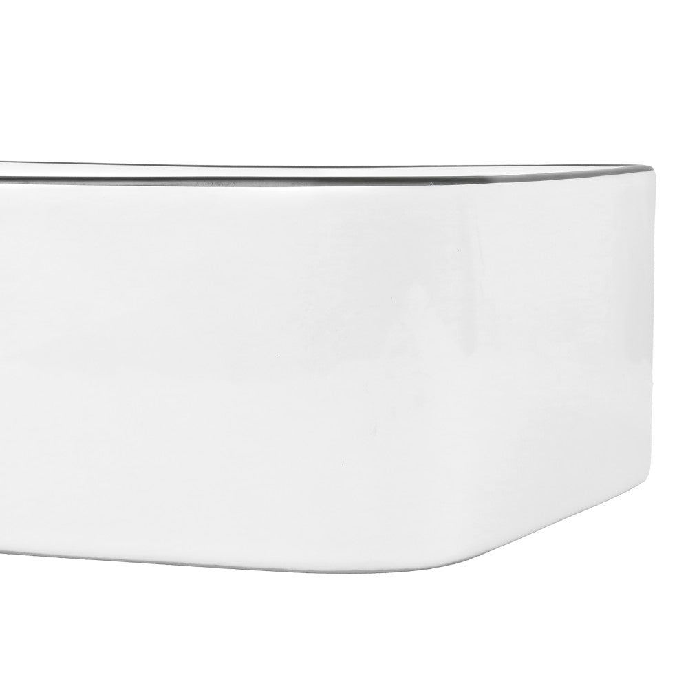 Settee 16 in. W x 12 in. D Modern Rectangular High-Gloss Ceramic Above Counter Vessel Bathroom Vanity Sink Basin