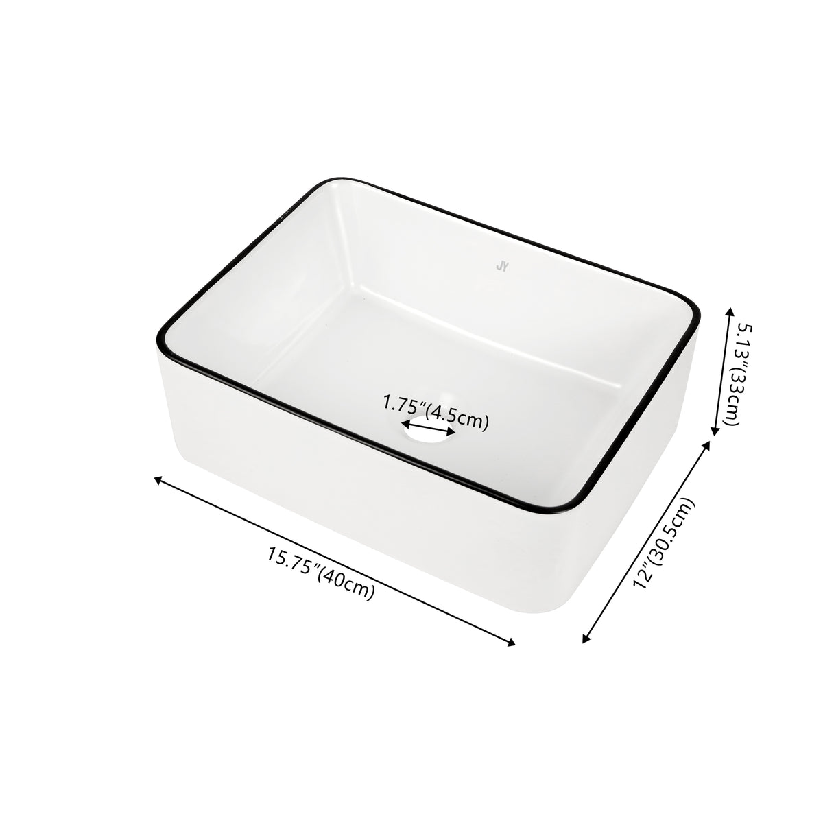 Settee 16 in. W x 12 in. D Modern Rectangular High-Gloss Ceramic Above Counter Vessel Bathroom Vanity Sink Basin