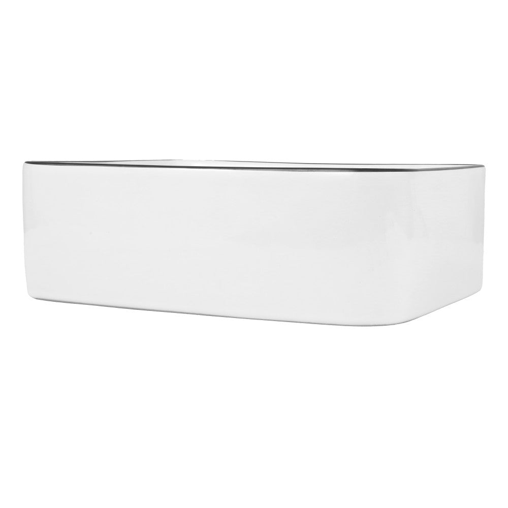 Settee 16 in. W x 12 in. D Modern Rectangular High-Gloss Ceramic Above Counter Vessel Bathroom Vanity Sink Basin