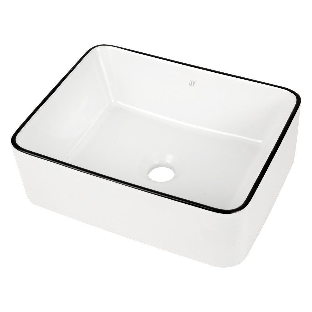 Settee 16 in. W x 12 in. D Modern Rectangular High-Gloss Ceramic Above Counter Vessel Bathroom Vanity Sink Basin
