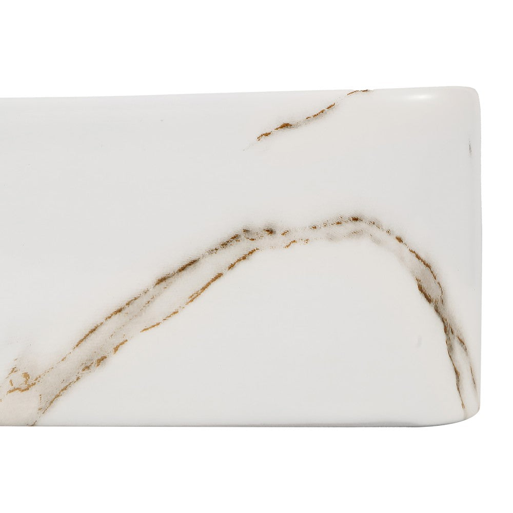 Settee 16 in. W x 12 in. D Modern Rectangular High-Gloss Ceramic Above Counter Vessel Bathroom Vanity Sink Basin