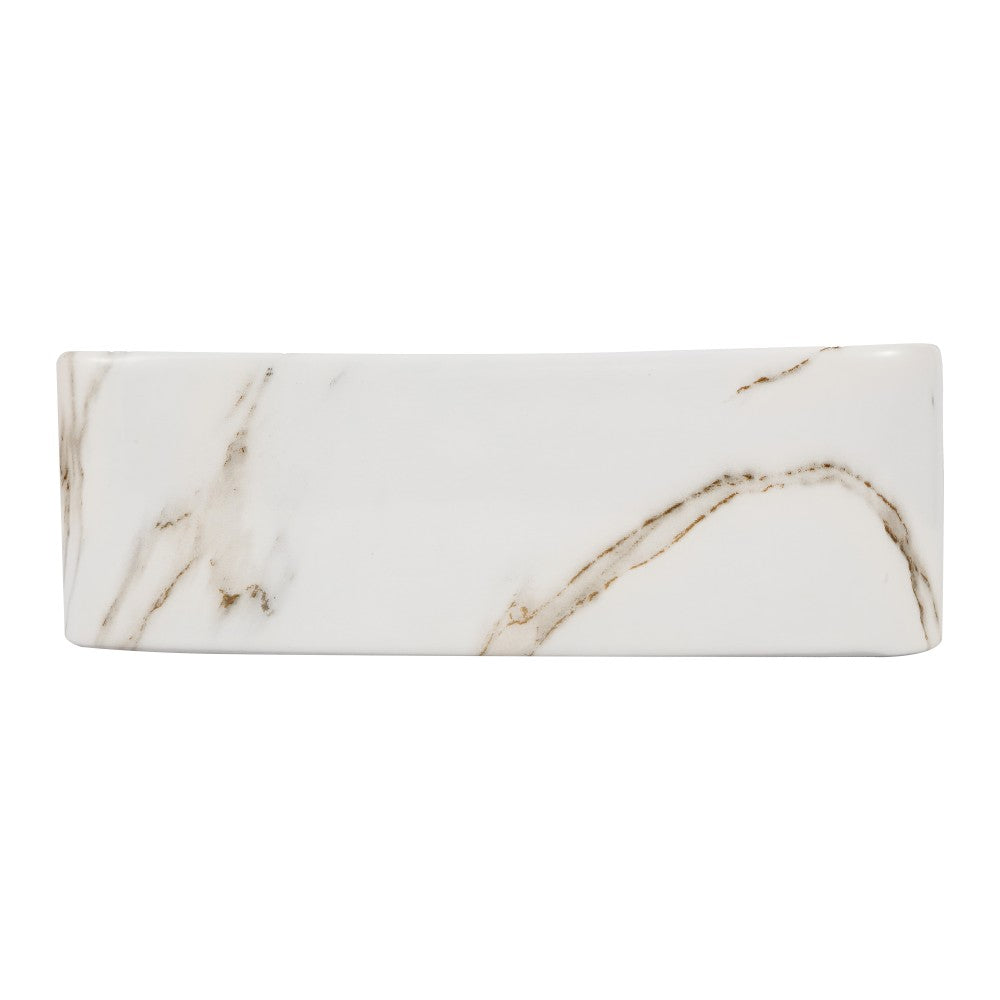 Settee 16 in. W x 12 in. D Modern Rectangular High-Gloss Ceramic Above Counter Vessel Bathroom Vanity Sink Basin