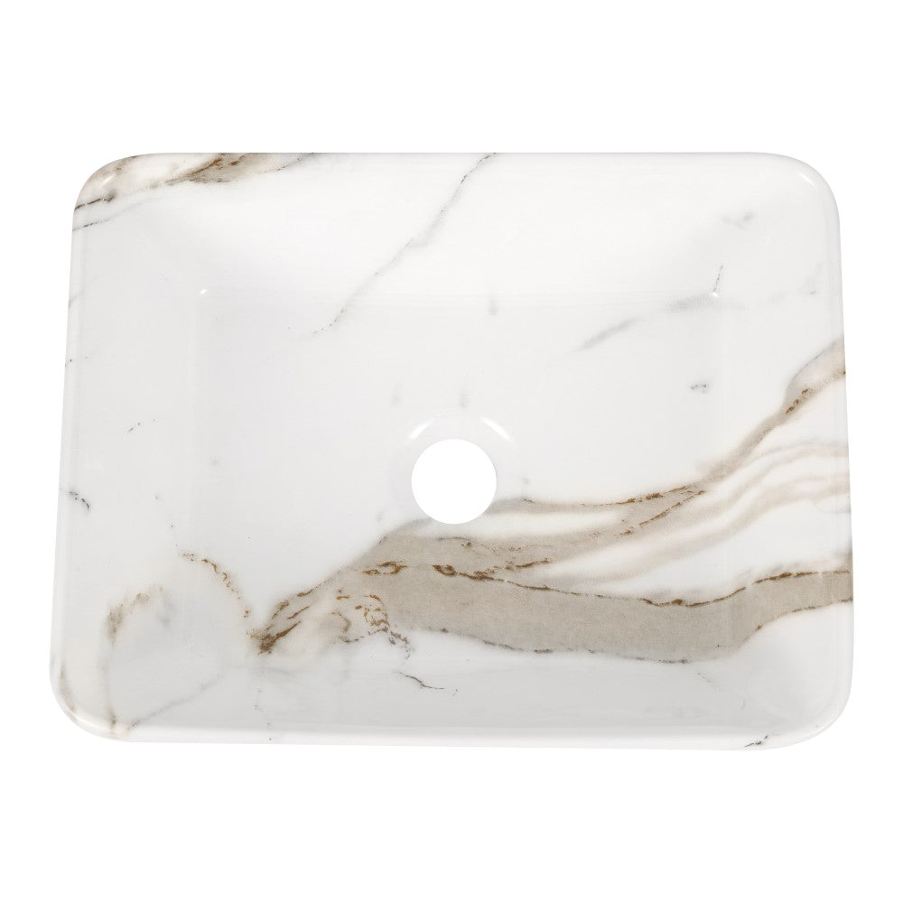 Settee 16 in. W x 12 in. D Modern Rectangular High-Gloss Ceramic Above Counter Vessel Bathroom Vanity Sink Basin