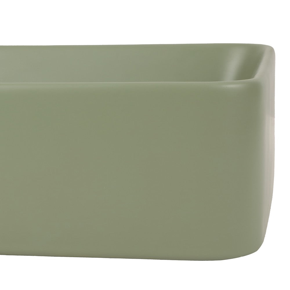 Settee 16 in. W x 12 in. D Modern Rectangular High-Gloss Ceramic Above Counter Vessel Bathroom Vanity Sink Basin