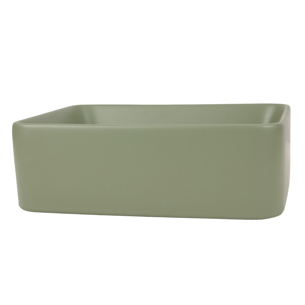Settee 16 in. W x 12 in. D Modern Rectangular High-Gloss Ceramic Above Counter Vessel Bathroom Vanity Sink Basin