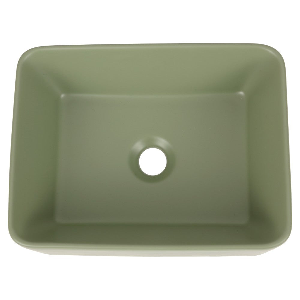 Settee 16 in. W x 12 in. D Modern Rectangular High-Gloss Ceramic Above Counter Vessel Bathroom Vanity Sink Basin